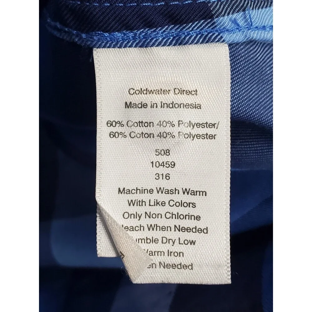 Coldwater Creek Cotton Blend Blue Plaid 3/4 Sleeve Button-Up Tunic Size 1X